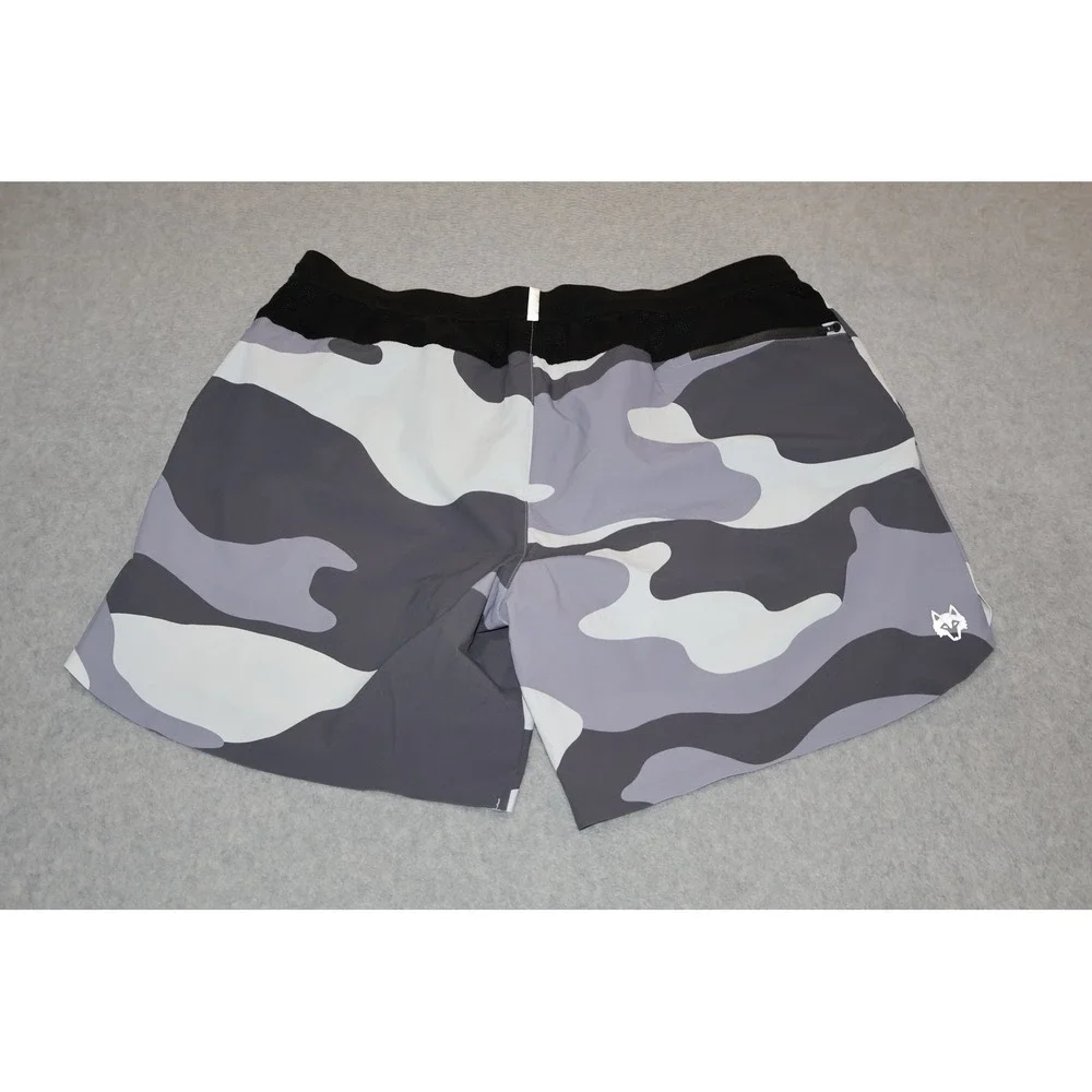 Greyson Lined Gym Shorts Stretch Mens 2XL Gray Camo Gym Workout 6.5 Inseam